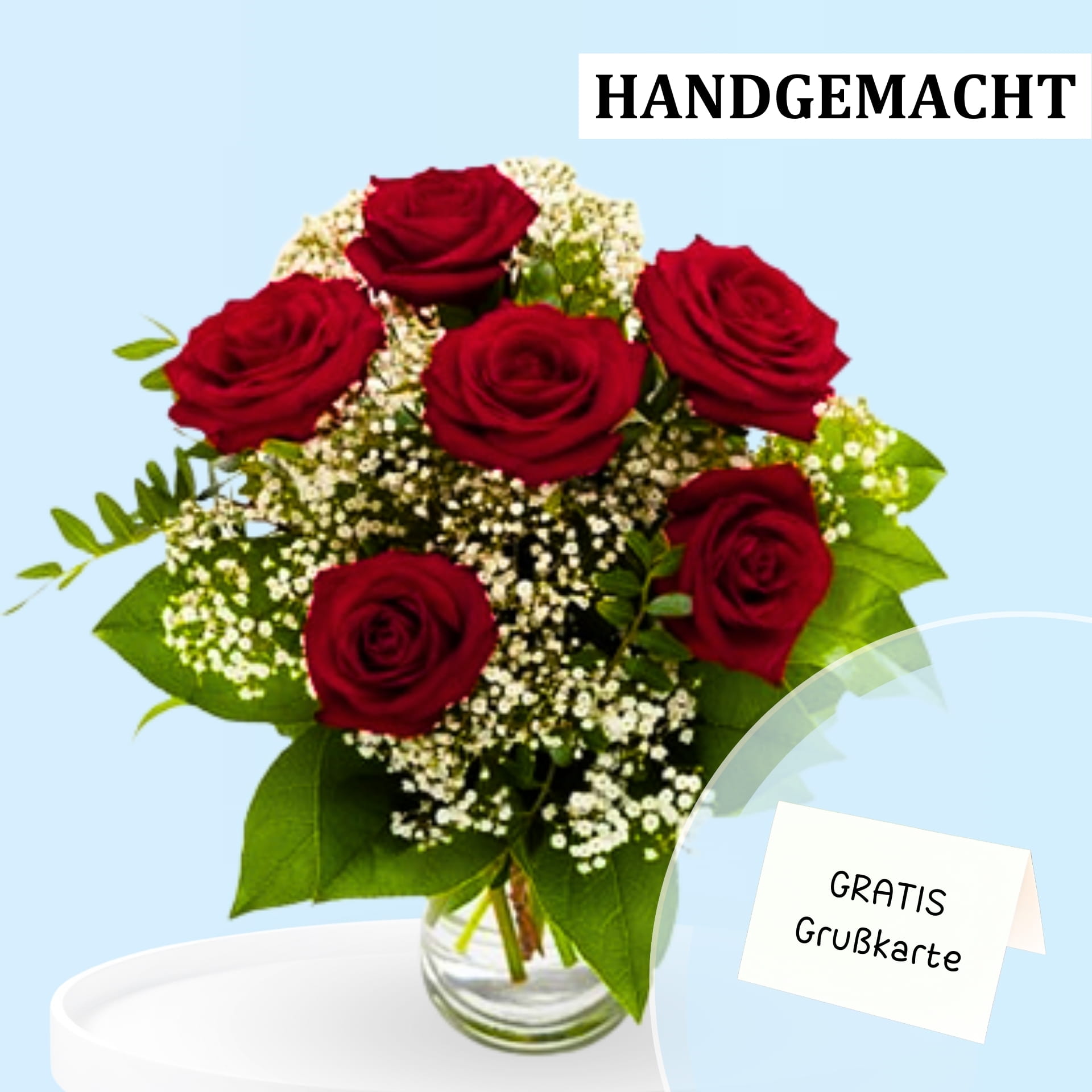 Rotes Liebesfeuer, Rosenstrauß in rot Rotes Liebesfeuer, Rosenstrauß in rot