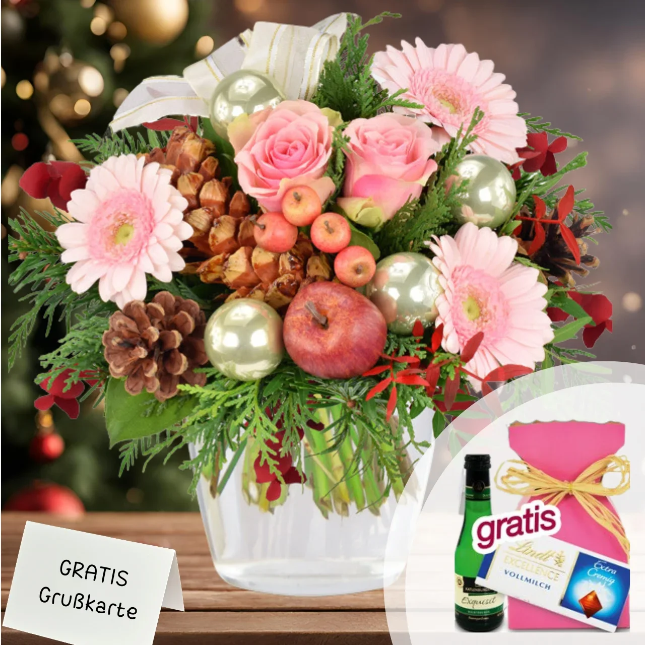 Zuckersüsser Weihnachtsgruss in Rosa