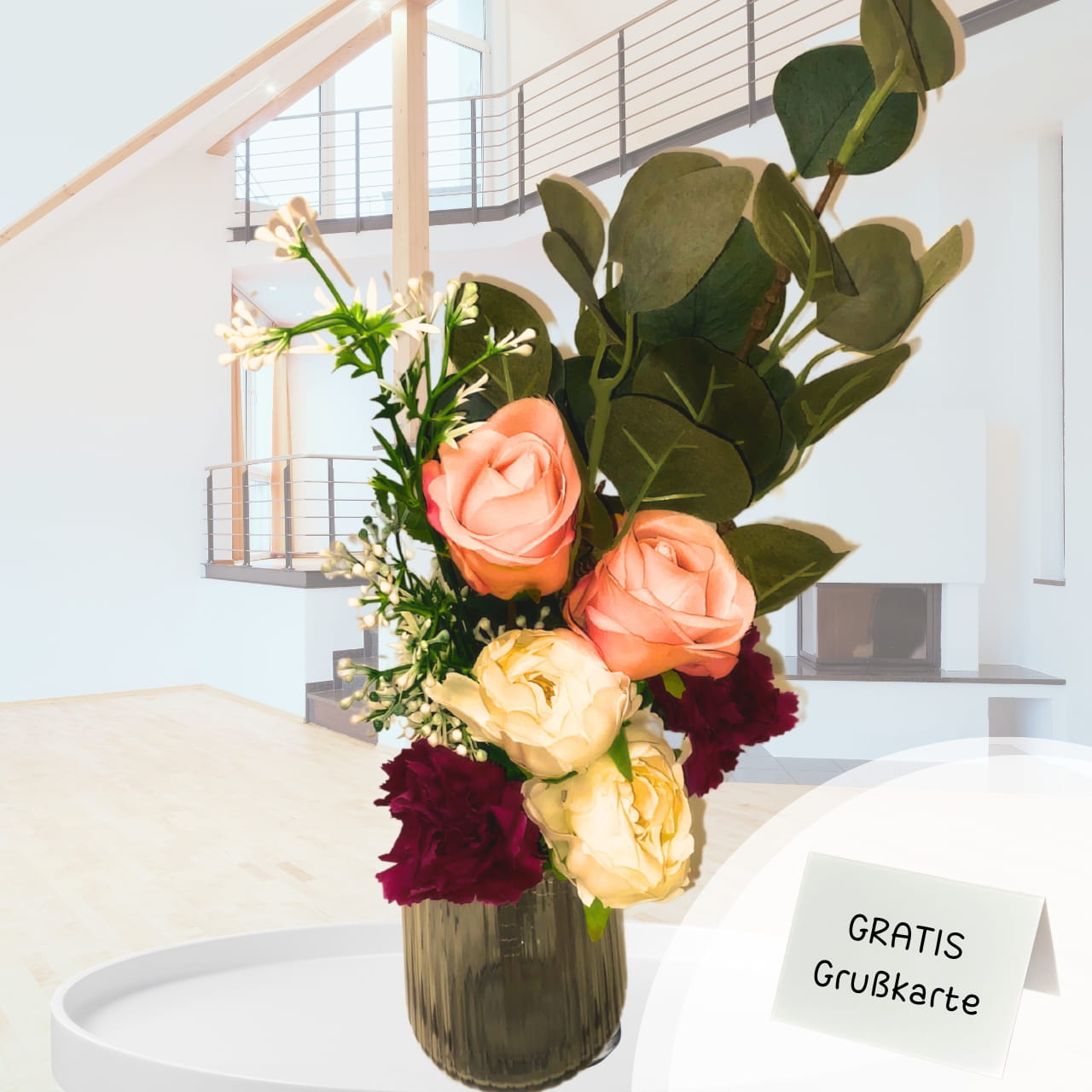 Farbenspiel der Liebe: Bouquet aus Pfingstrosen, Chrysanthemen und Rosen Farbenspiel der Liebe: Bouquet aus Pfingstrosen, Chrysanthemen und Rosen