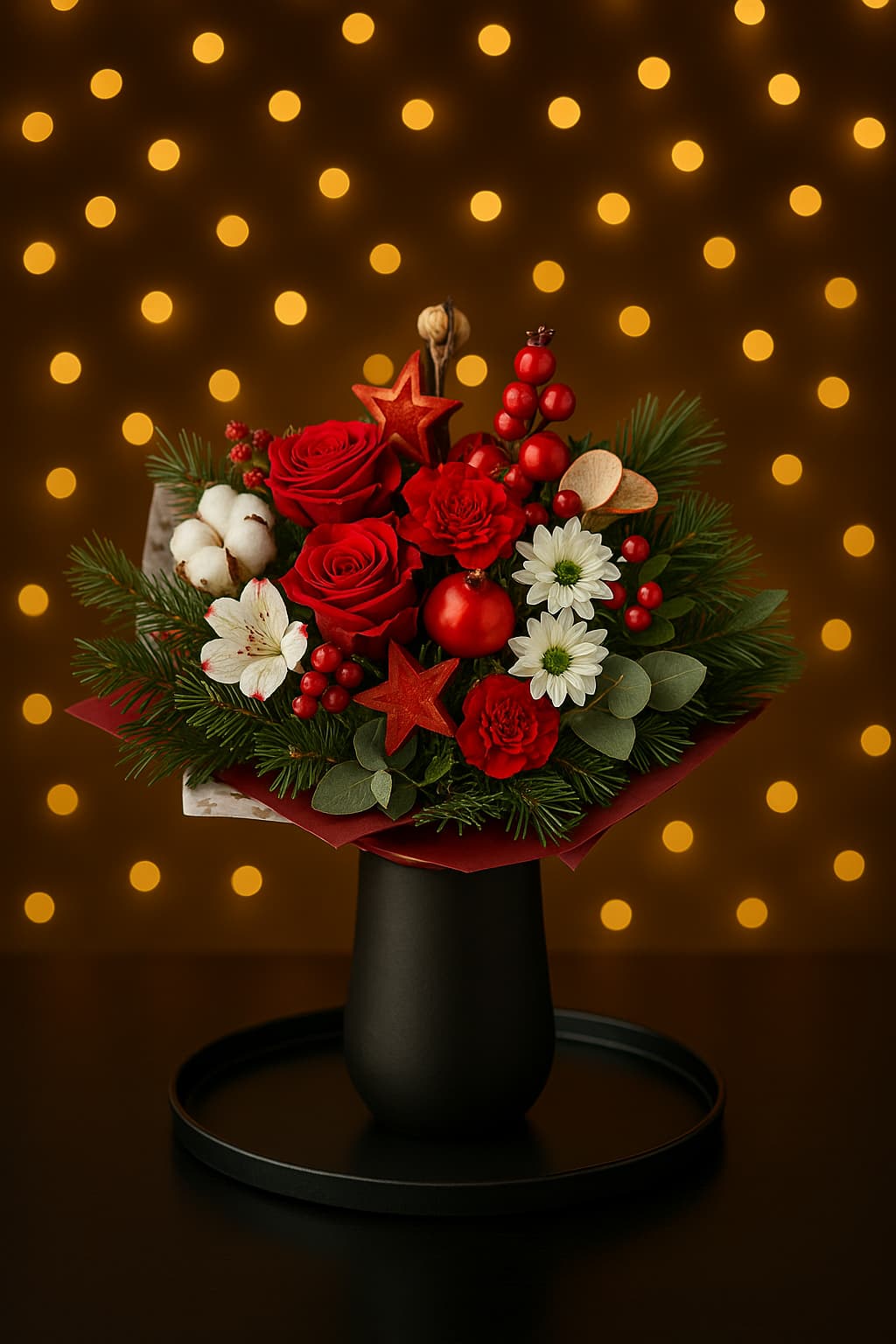 Festliche Winterharmonie – Weihnachtsstrauß in Rot & Weiß Festliche Winterharmonie – Weihnachtsstrauß in Rot & Weiß