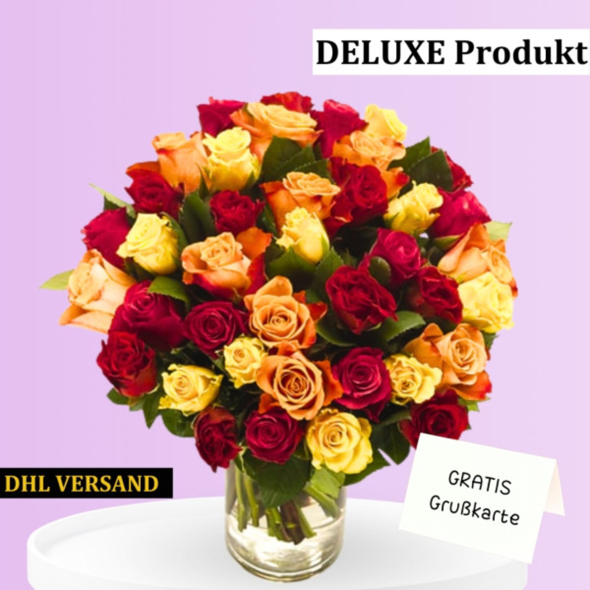 Verschicke bunte Rosen - Rosenversand deluxe Deluxe Strauß aus bunten Rosen