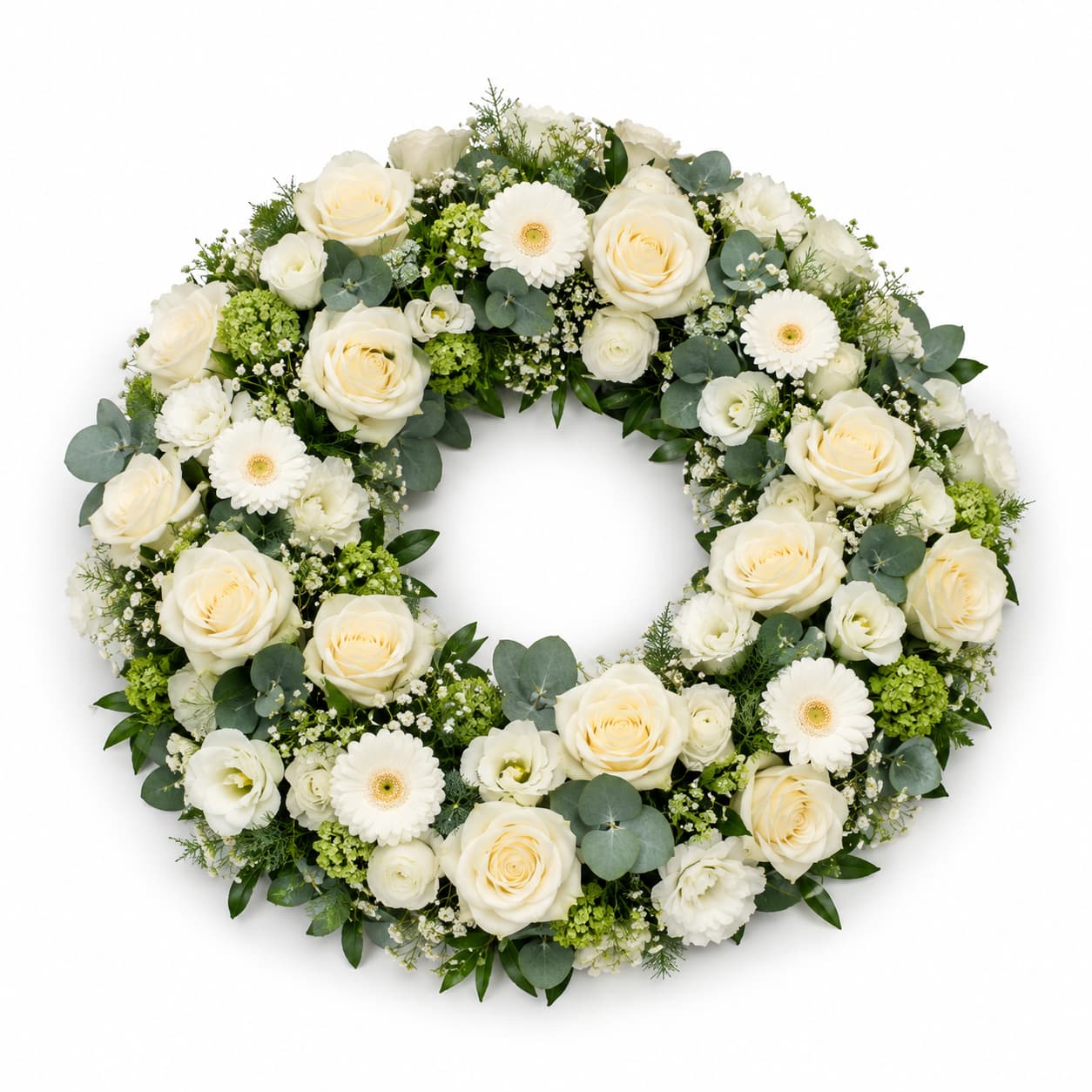 Couronne de deuil avec roses blanches