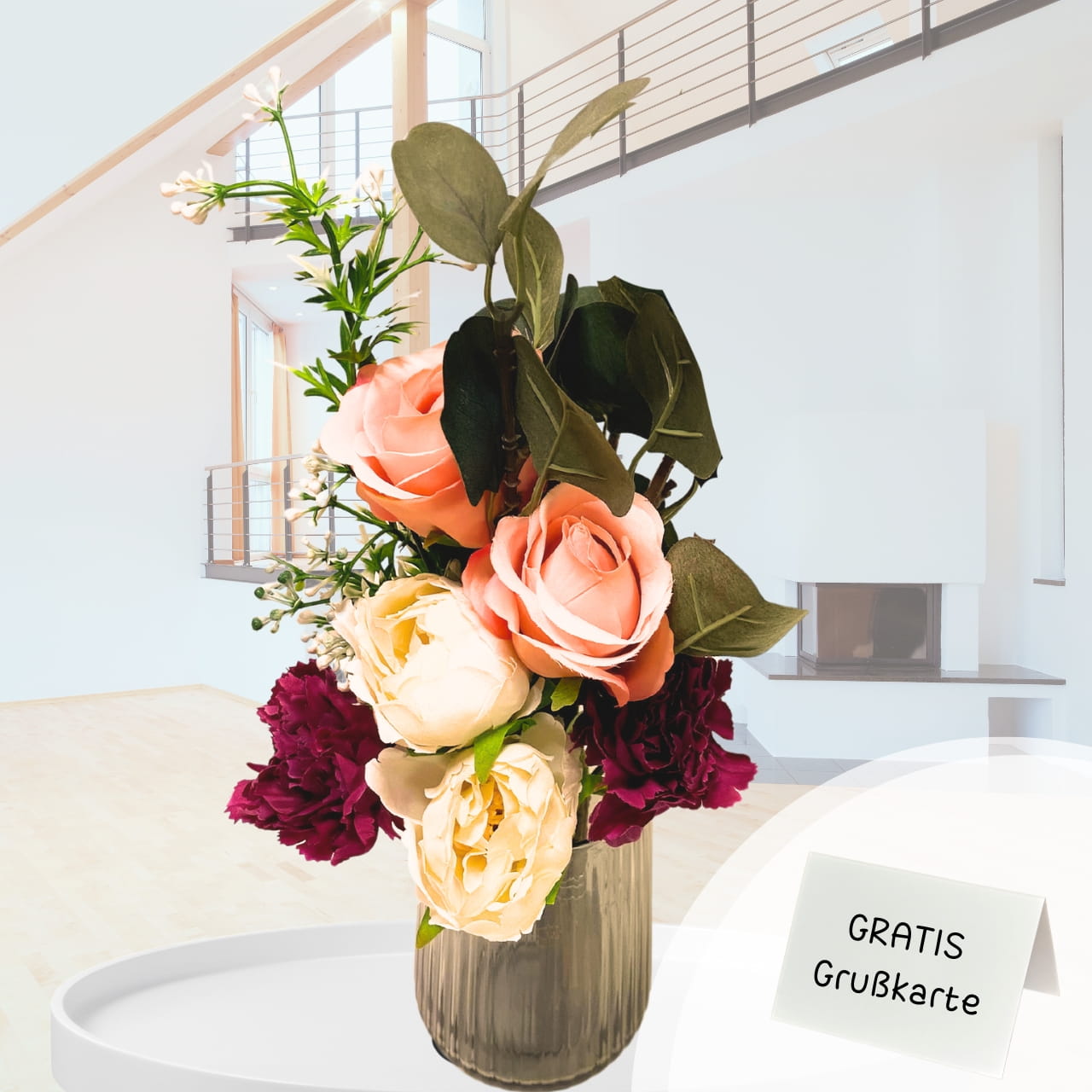 Farbenspiel der Liebe: Bouquet aus Pfingstrosen, Chrysanthemen und Rosen Farbenspiel der Liebe: Bouquet aus Pfingstrosen, Chrysanthemen und Rosen