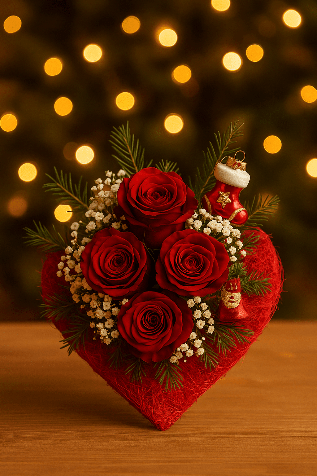 Adventliebe – Festlicher Rosenstrauß mit Herz Adventliebe – Festlicher Rosenstrauß mit Herz