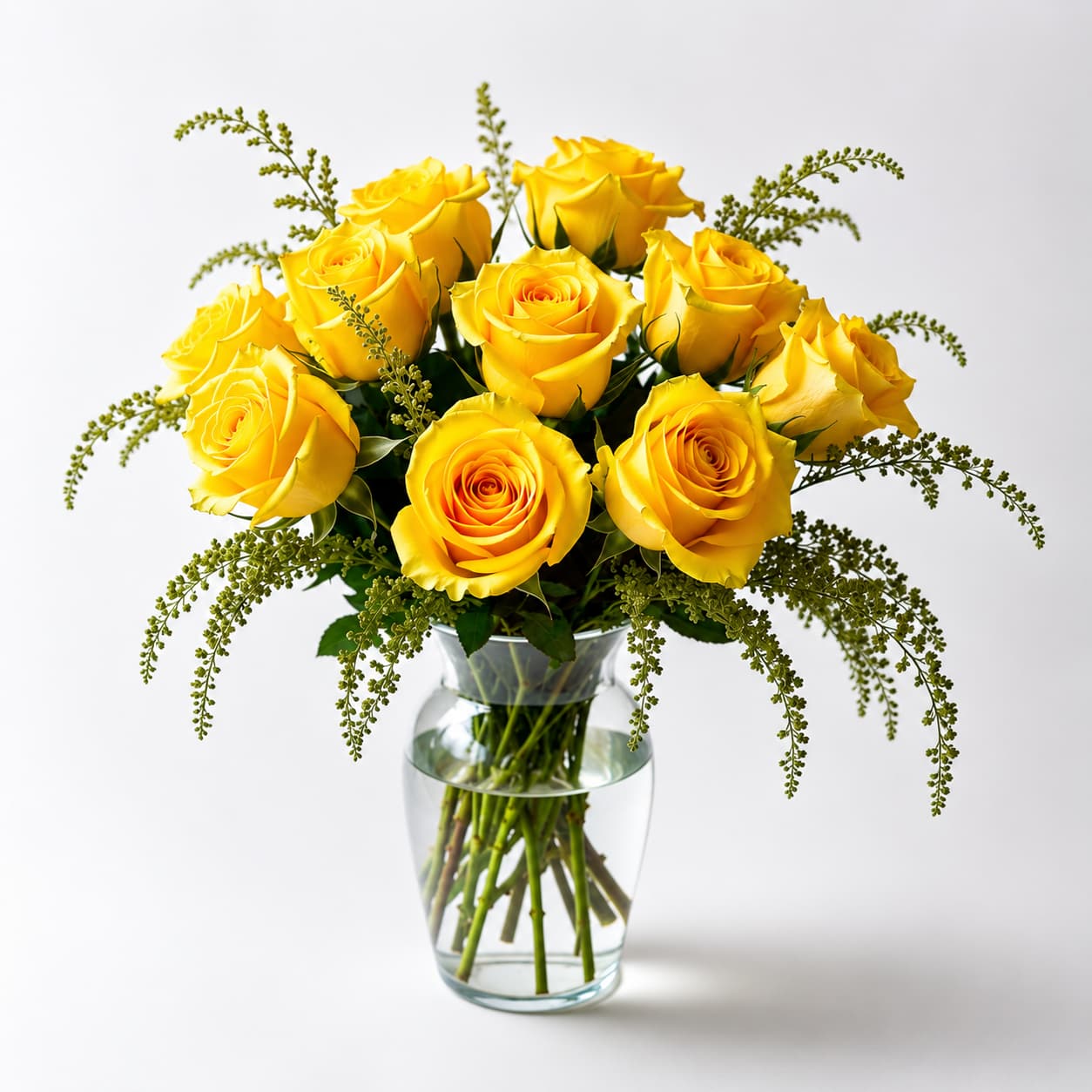 10 yellow roses in a vase 10 yellow roses in a vase