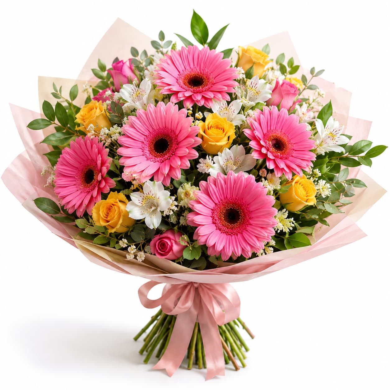 Blumenstrauß aus pinken Gerbera & Alstromerien Blumenstrauß aus pinken Gerbera & Alstromerien