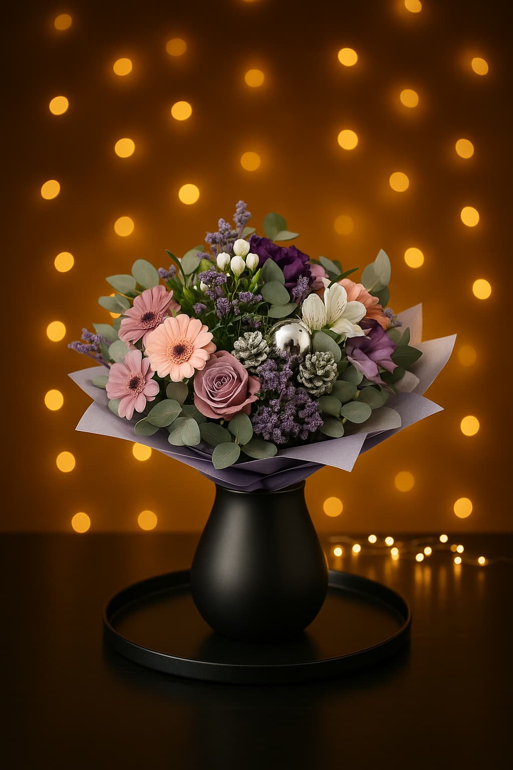 Winterzauber Lavendel – Festliches Bouquet in Lila & Silber Winterzauber Lavendel – Festliches Bouquet in Lila & Silber